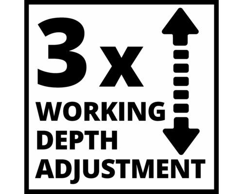 3-fache Arbeitstiefeneinstellung