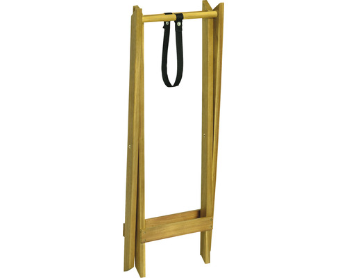 Zusammengeklappter Wäscheständer aus Holz mit Aufhängung