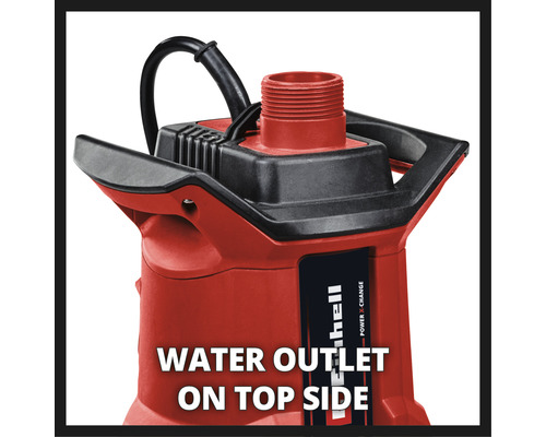 Wasserablauf oben an der Tauchpumpe