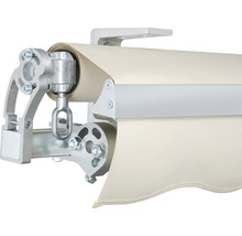 SOLUNA Gelenkarmmarkise Concept 4x2,5 Stoff Dessin 6610 Gestell Silber E6EV1 eloxiert Antrieb links inkl. Kurbel