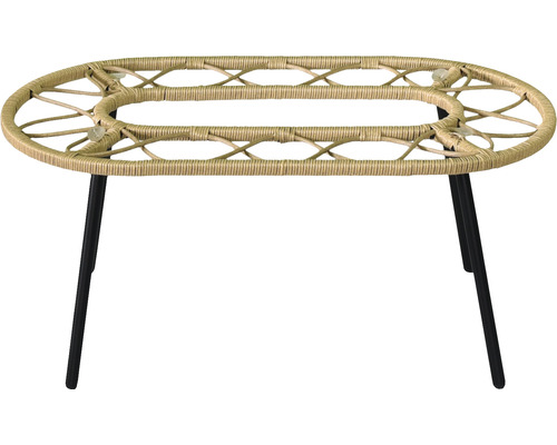 Ovaler Beistelltisch mit Rattanoptik und schwarzen Beinen