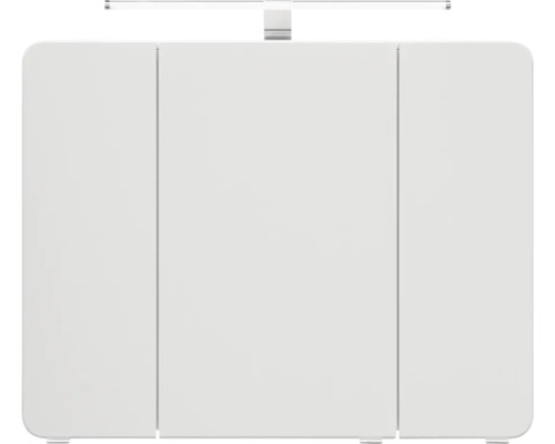 Weißer Waschtisch mit drei Türen und Beleuchtung