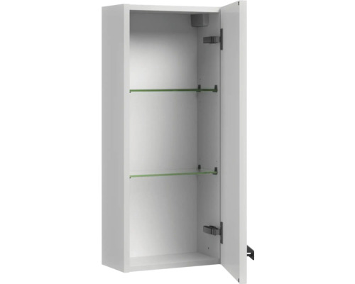 Offener, weißer Spiegelschrank mit zwei Glasablagen für Badezimmer