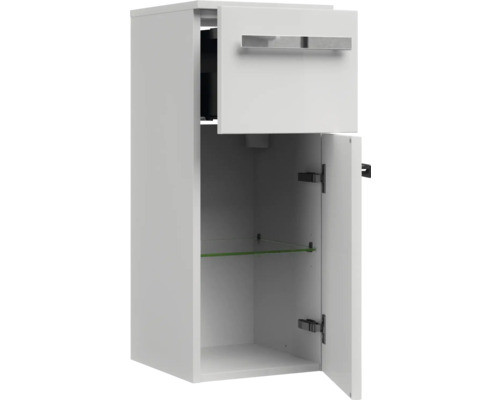 Weißer Hängeschrank mit Schublade und Glasboden