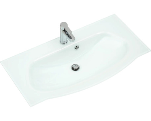 Waschtisch mit Armatur und Ablaufgarnitur