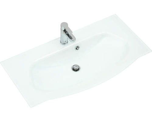 Waschtisch aus Glas mit Armatur