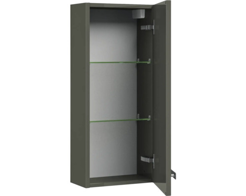 Geöffneter Spiegelschrank mit zwei Glasablagen für Badezimmer