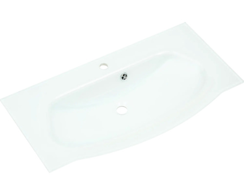 Waschtisch aus Glas mit Hahnloch und Überlauf