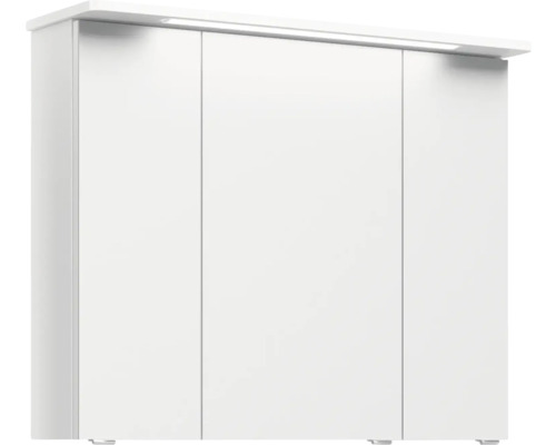 Weißer dreitüriger Badezimmerschrank mit Beleuchtung