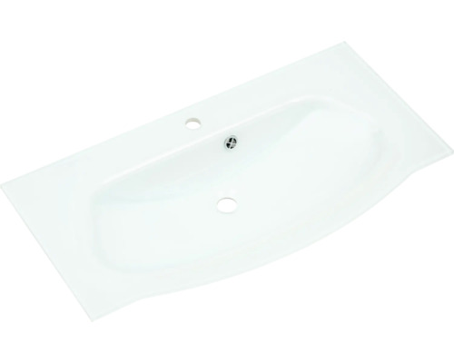 Aufsatzwaschbecken aus Sanitärkeramik mit Hahnlöchern und Überlauf