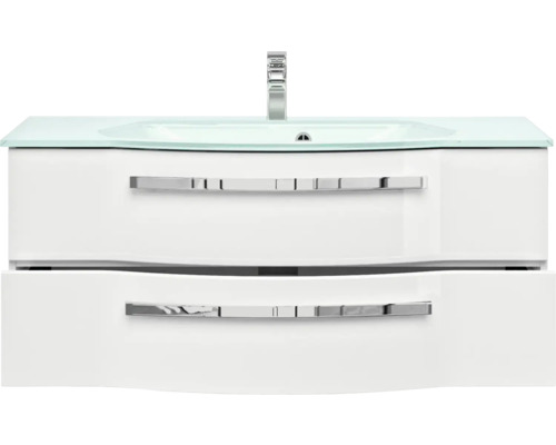 Waschtisch mit zwei Schubladen und Glaswaschbecken