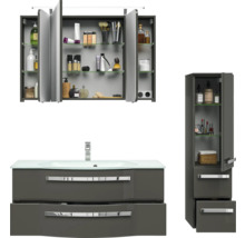 Badezimmer-Set mit Waschtischunterschrank, Spiegelschrank und Hochschrank