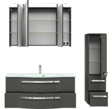 Badezimmer-Set mit Waschtischunterschrank, Waschbecken, Spiegelschrank und Hochschrank