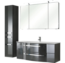 Badezimmermöbelset mit Waschtischunterschrank, Spiegelschrank und Hochschrank