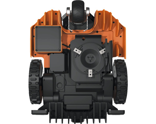 Draufsicht auf einen Mähroboter