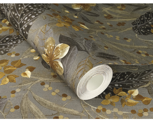 Tapetenrolle mit floralem Muster in neutralen Farbtönen