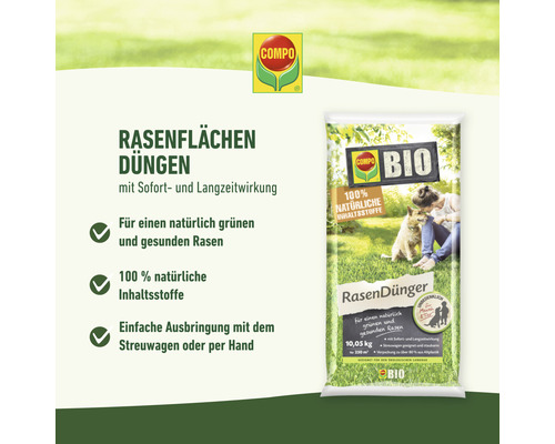 Packung Rasendünger mit Sofort- und Langzeitwirkung von Compo Bio