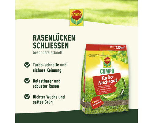 Compo Turbo Nachsaat zur Schließung von Rasenlücken, 2.6 kg