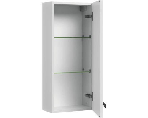 Offener, weißer Spiegelschrank mit Glasböden für das Badezimmer