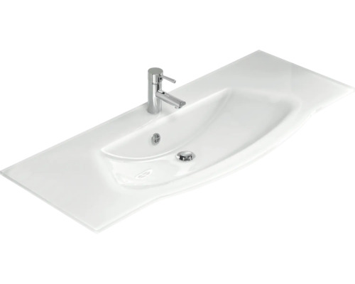 Waschtisch mit Armatur und rechteckiger Form