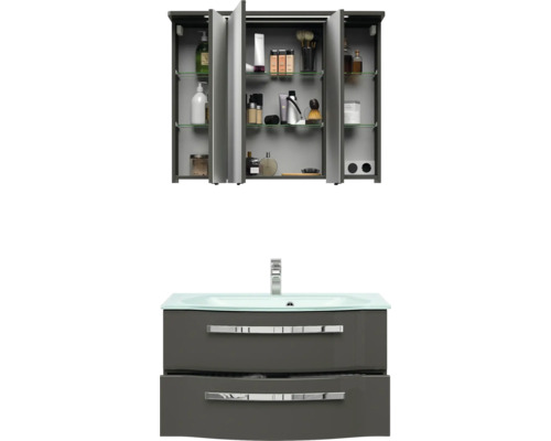 Badezimmer-Set mit Spiegelschrank und Waschtischunterschrank