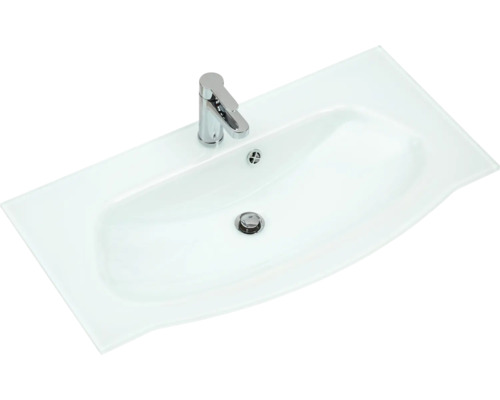 Waschtisch mit Armatur und Ablaufgarnitur