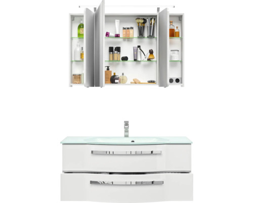 Waschbeckenunterschrank mit Spiegelschrank zur Badezimmerausstattung