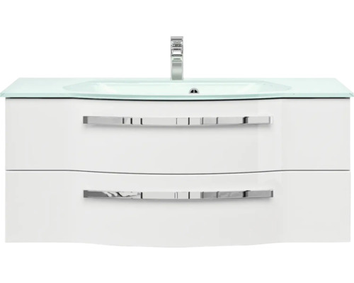 Waschtischunterschrank mit zwei Schubladen, Waschtischplatte und Armatur