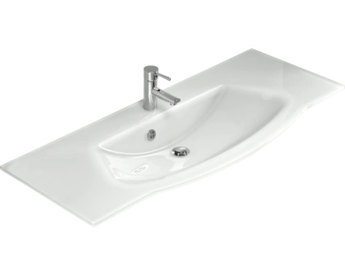 Keramikwaschtisch mit Armatur für das Badezimmer