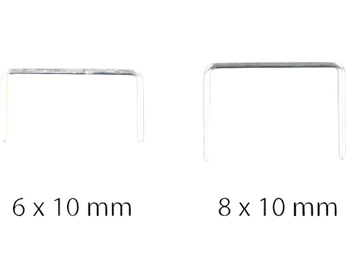 Zwei Klammern in den Größen 6 x 10 Millimeter und 8 x 10 Millimeter