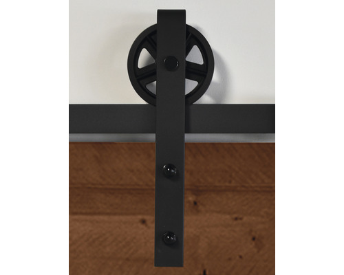 Schiebetürbeschlag aus Metall mit Rollenführung