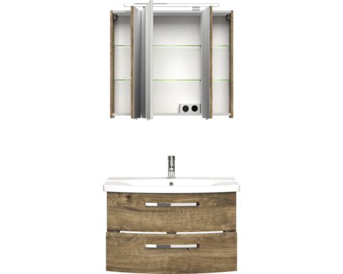 Badezimmermöbel-Set mit Spiegelschrank, Waschbecken und Unterschrank