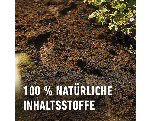 Gartenerde mit der Aufschrift: 100 Prozent natürliche Inhaltsstoffe