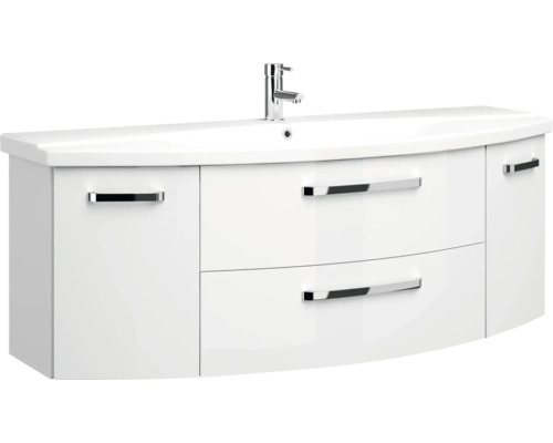 Waschtischunterschrank mit zwei Schubladen, Armatur und Griffen