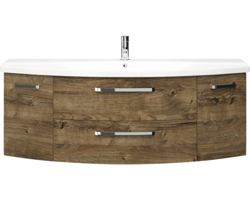 Waschtischunterschrank mit Holzdekor und Waschbecken