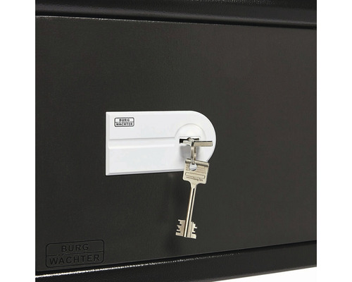 Schlüsselsafe mit Schlüssel und Burg Wächter Logo