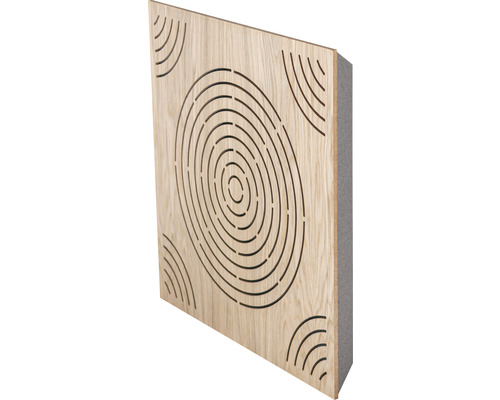 Akustikbild aus Holz mit kreisförmigem Muster