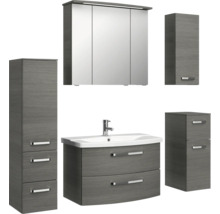 Badezimmermöbelset mit Waschtisch, Spiegelschrank und Hochschränken