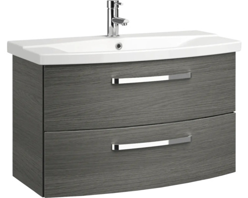 Waschtischunterschrank mit zwei Schubladen und Aufsatzwaschbecken