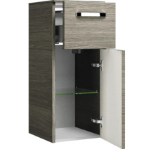 Badmöbel-Set Pelipal Serie 4010 BxHxT 114 x 200 x 45 cm Frontfarbe graphit struktur quer Badmöbelset 5-teilig und mehr mit Waschtisch Keramik weiß und Keramik-Waschtisch Waschtischunterschrank Spiegelschrank mit LED-Beleuchtung Unterschrank