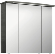 Badmöbel-Set Pelipal Serie 4010 BxHxT 114 x 200 x 45 cm Frontfarbe graphit struktur quer Badmöbelset 5-teilig und mehr mit Waschtisch Keramik weiß und Keramik-Waschtisch Waschtischunterschrank Spiegelschrank mit LED-Beleuchtung Unterschrank