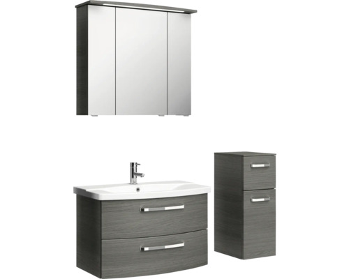 Badezimmerset mit Waschtischunterschrank, Waschbecken, Spiegelschrank und Seitenschrank für das Badezimmer