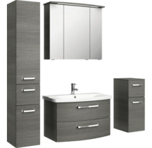 Badezimmer Möbelset mit Spiegelschrank, Waschbeckenunterschrank, Unterschrank und Hochschrank