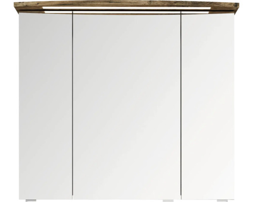 Spiegelschrank mit drei Türen und Holzablage für das Badezimmer