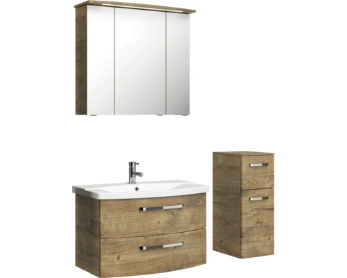 Badezimmer Set mit Spiegelschrank, Waschtischunterschrank und Seitenschrank