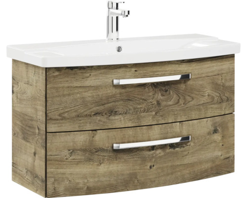 Waschtischunterschrank mit zwei Schubladen und einem Waschbecken