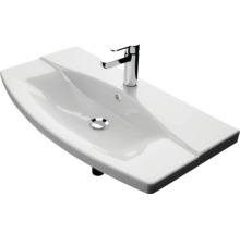 Badmöbel-Set Pelipal Serie 4010 BxHxT 144 x 200 x 45 cm Frontfarbe eiche ribbeck Badmöbelset 5-teilig und mehr mit Waschtisch Keramik weiß und Keramik-Waschtisch Waschtischunterschrank Spiegelschrank mit LED-Beleuchtung Unterschrank