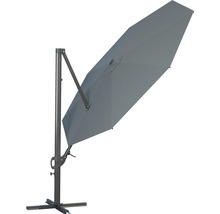 Ampelschirm SOLUNA Beaujeu Ø 300 cm dunkelgrau mit UV Schutz 80, wasserabweisende Polyesterbespannung, leichte Aufspannung per Kurbel, Dreh und Neigfunktion