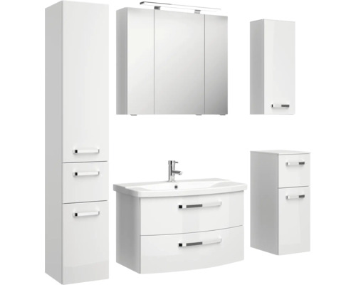Badezimmer Set mit Spiegelschrank, Waschbeckenunterschrank und Hochschrank