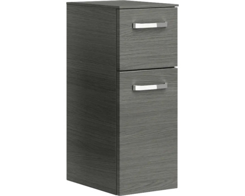 Grauer Badezimmer-Hochschrank mit zwei Schubladen und Griffen